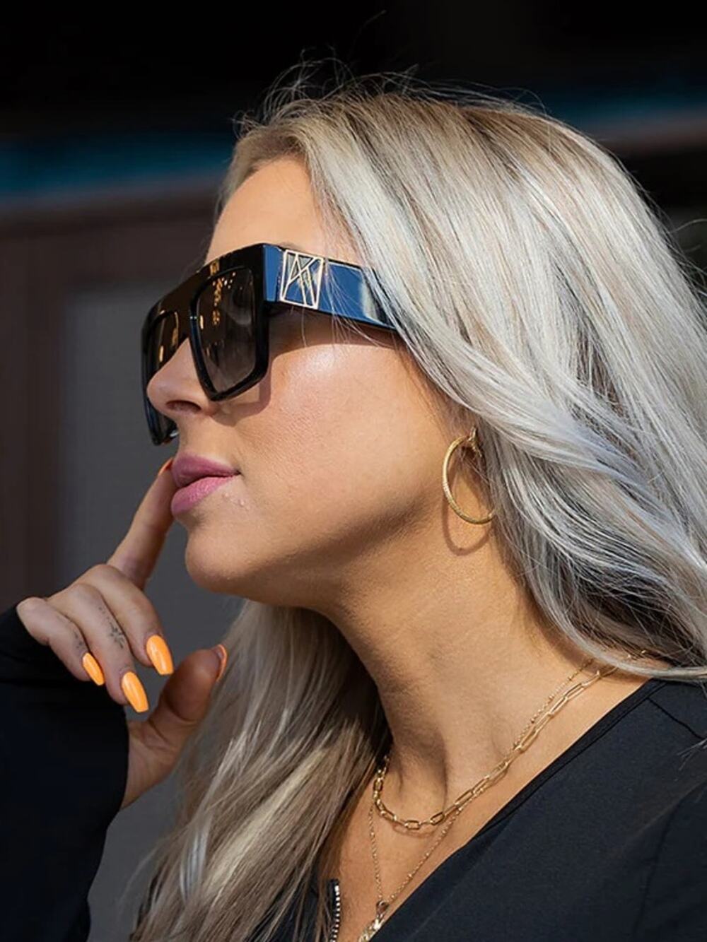 New Anna Karin Karlsson Mr 3Am Stories Black Gold Flat Top Unisex Sunglasses